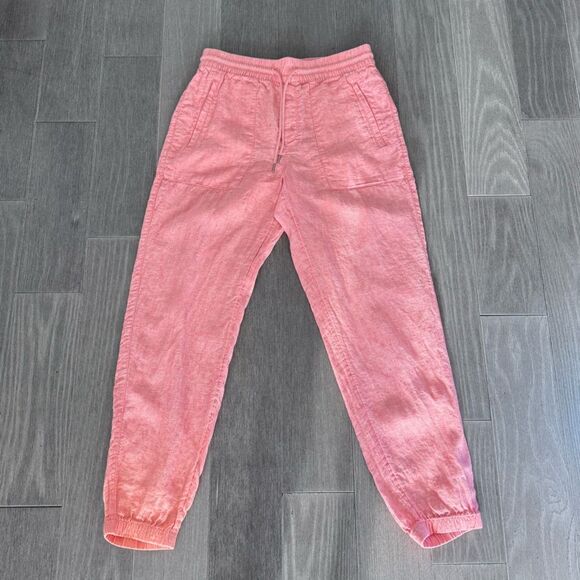Athleta Retreat Linen Jogger Pants in Calla Sunset Orange Coral 531704 Size 6 - Picture 13 of 16